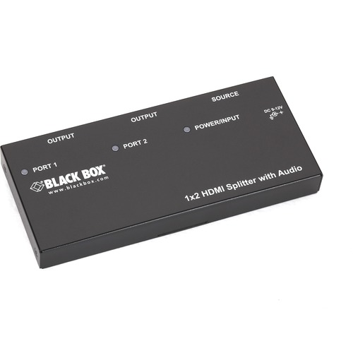 Black Box 1 x 2 HDMI Splitter with Audio - Audio Line In - Audio Line Out - 1 x HDMI In - 2 x HDMI Out