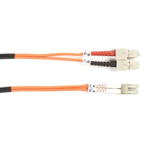 Black Box Fiber Optic Duplex Patch Network Cable - 9.80 ft Fiber Optic Network Cable for Transceiver, Switch, Server, Network Device - First End: 2 x SC Network - Male - Second End: 2 x LC Network - Male - 10 Gbit/s - Patch Cable - OFNR - 62.5/125 µ