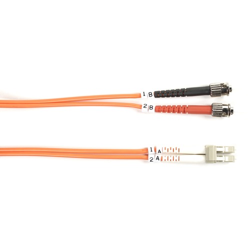 Black Box Fiber Optic Duplex Patch Network Cable - 32.80 ft Fiber Optic Network Cable for Transceiver, Switch, Server, Network Device - First End: 2 x ST Network - Male - Second End: 2 x LC Network - Male - 10 Gbit/s - Patch Cable - OFNR - 62.5/125 &micro