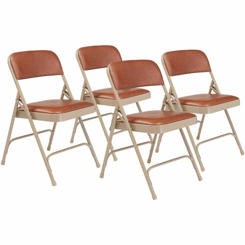 National Public Seating 1200 Series Upholstered Folding Chair - Honey Brown Seat Color - Vinyl, Foam Seat Material - Honey Brown Back Color - Vinyl Back Material - Beige Frame Color - Tubular Steel Frame Material - Honey Brown - Vinyl, Polypropylene - 4 /
