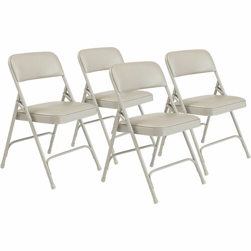 National Public Seating 1200 Series Upholstered Folding Chair - Warm Gray Seat Color - Vinyl, Foam Seat Material - Warm Gray Back Color - Gray Frame Color - Tubular Steel Frame Material - Warm Gray - Vinyl, Polypropylene - 4 / Carton