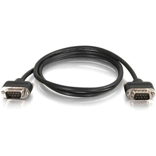 C2G 6ft Serial RS232 DB9 Cable with Low Profile Connectors M/M - In-Wall CMG-Rated - 6 ft Serial Data Transfer Cable for Modem - First End: 1 x 9-pin DB-9 RS-232 Serial - Male - Second End: 1 x 9-pin DB-9 RS-232 Serial - Male - Shielding - Black