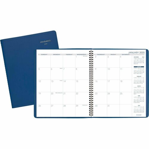 At-A-Glance Fashion Planner - Julian Dates - Monthly - 1.25 Year - January 2024 - March 2025 - 1 Month Double Page Layout - 9" x 11" Sheet Size - Wire Bound - Simulated Leather - Blue CoverAppointment Schedule, Reference Calendar, Flexible - 1 Each