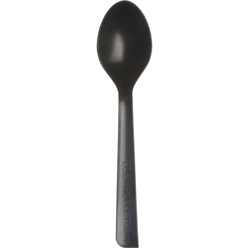 Eco-Products 6" Recycled Polystyrene Spoons - 20/Carton - Polystyrene - Black