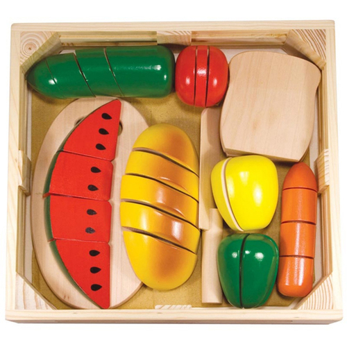 Melissa & Doug Cutting Food - Wooden Play Food - 8 Pieces- Motor Skills - Hand-eye coordination - Encourages imaginative and independent play