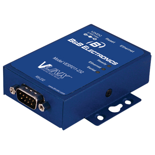 B&B 1 PORT MINI SERIAL SERVER, RS-232, US PS - 1 x Network (RJ-45) - 1 x Serial Port - Fast Ethernet - Rail-mountable