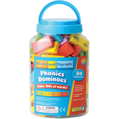 Educational Insights Phonics Dominoes Blends & Digraphs - Theme/Subject: Learning - Skill Learning: Exploration, Vowels, Blend, Digraph, Phonic Skill, Pronoun, Verb, Adjective, Adverb, Conjunction, Preposition, ... - 3-6 Year - 84