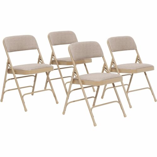 National Public Seating 2300 Series Folding Chair - Café Beige Seat Color - High Density Foam (HDF), Fabric Seat Material - Café Beige Back Color - High Density Foam (HDF) Back Material - Beige Frame Color - Tubular Steel Frame Material - Ca
