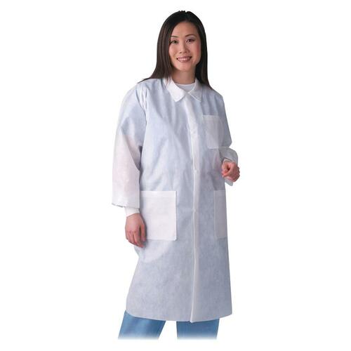 Medline Knit Cuff / Traditional Collar Multi-Layer Lab Coat - Small (S) Size For Unisex - White - Polypropylene