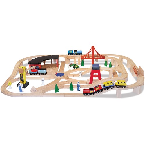 Melissa & Doug Wooden Railway Set - Wooden Railway Set - Exceptional quality and value - Trains