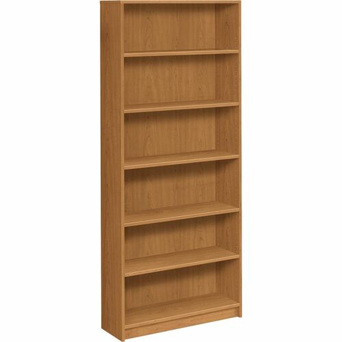 HON 1870 Series Bookcase | 6 Shelves | 36"W | Harvest Finish - 6 Shelf(ves) - 84" Height x 36" Width x 11.5" DepthFloor - Durable, Sturdy, Square Corner, Abrasion Resistant, Adjustable, Stain Resistant, Scratch Resistant, Spill Resistant, Leveling Glide -