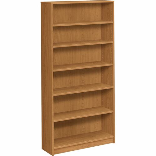 HON 1870 Series Bookcase | 6 Shelves | 36"W | Harvest Finish - 6 Shelf(ves) - 72.6" Height x 36" Width x 11.5" DepthFloor - Adjustable Shelf, Scratch Resistant, Spill Resistant, Stain Resistant, Leveling Glide, Sturdy - Harvest - 1 Each