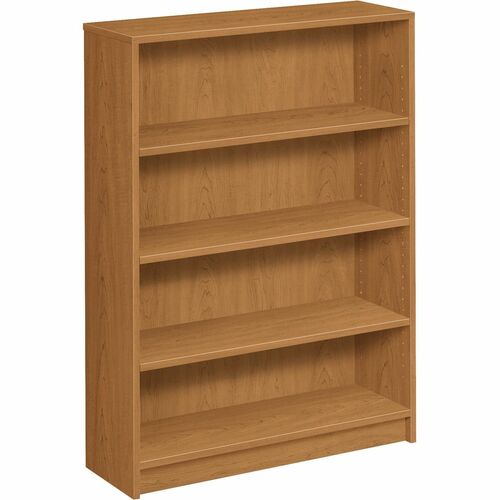 HON 1870 Series Bookcase 36"W - 4 Shelf(ves) - 48.4" Height x 36" Width x 11.5" DepthFloor - Durable, Sturdy, Square Corner, Abrasion Resistant, Adjustable, Stain Resistant, Spill Resistant, Scratch Resistant, Leveling Glide - Laminate - Harvest - Hardboa