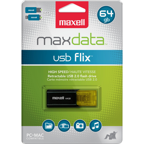 Maxell 64GB Flix USB 2.0 Flash Drive - 64 GB - USB 2.0 - Lifetime Warranty