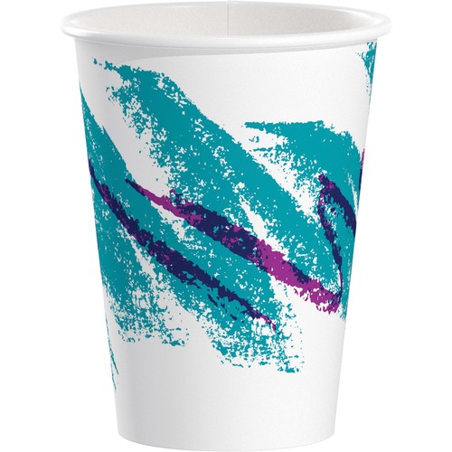 Solo Cup Jazz 12 oz. Hot Cup - 12 fl oz - 1000 / Carton - White, Blue - Polyethylene, Paper - Beverage, Coffee, Tea, Cocoa