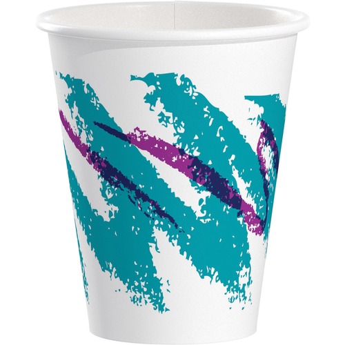 Solo Cup Jazz 8 oz. Hot Cup - 12 fl oz - 1000 / Carton - White, Blue - Polyethylene, Paper - Beverage, Coffee, Tea, Cocoa