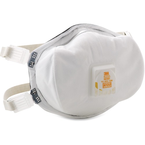 3M N100 Particulate Respirator - Recommended for: Assembly, Cleaning, Demolition, Maintenance, Grinding, Machinery, Sanding, Welding - Particulate Protection - White - Lightweight, Disposable, Exhalation Valve, Comfortable, Durable, Adjustable Head Strap,