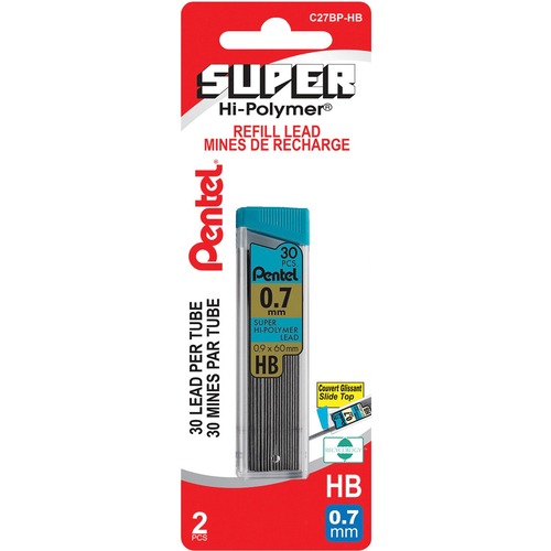 Pentel Super Hi-Polymer Pencil Refill - 0.7 mm (0.03") Point - HB - 30 / Tube