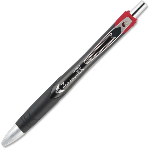 Zebra Pen Z-Mulsion EX - Medium Pen Point - 1 mm Pen Point Size - Refillable - Retractable - Red Emulsion Ink - Red Barrel - Metal Tip - 1 Each - Ballpoint Retractable Pens - ZEB34230