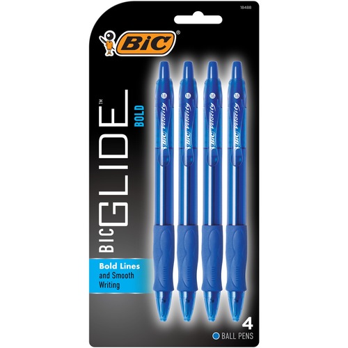 BIC Velocity Bold Retractable Ball Pen - Bold Pen Point - 1.6 mm Pen Point Size - Refillable - Retractable - Blue - 4 / Pack