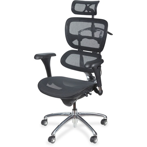 MooreCo Butterfly Chair - Black Mesh Seat - Black Mesh Back - Chrome Frame - High Back - 5-star Base - Armrest - 1 Each