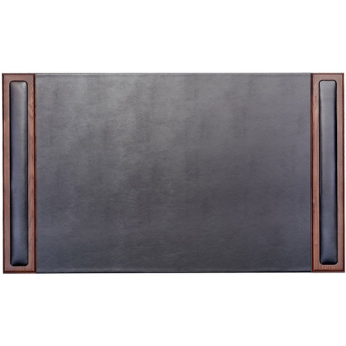 Dacasso Walnut & Leather Side-Rail Desk Pad - 20.50" Width - Leather - Brown - 1Each