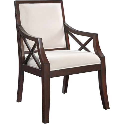 Coast to Coast 21129 Accent Chair - Beige Microsuede Seat - Beige Microsuede Back - Brown Cherry Wood Frame - Tapered Leg Base