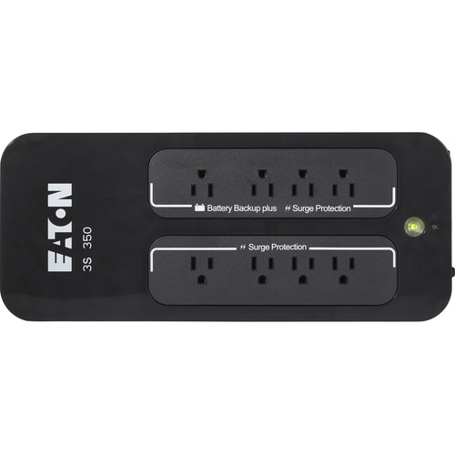Eaton 3S UPS 350VA 200 Watt Battery Back Up 120V 8 Outlet Standby UPS NEMA 5-15P - Desktop, Mini-tower - 5 Minute Stand-by - 110 V AC Input - 132 V AC Output - 4 x NEMA 5-15R, 4 x NEMA 5-15R