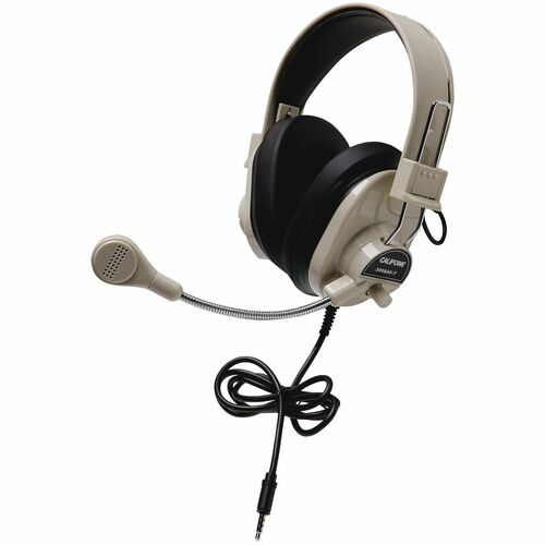 Califone Deluxe Stereo Headset With To Go Plug - Stereo - Mini-phone (3.5mm) - Wired - 25 Ohm - 20 Hz - 20 kHz - Over-the-head - Binaural - Circumaural - 3 ft Cable - Electret, Condenser, Omni-directional Microphone - Black