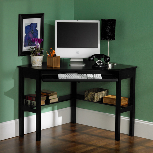 SEI Black Corner Computer Desk - 30" Height x 48" Width x 32.25" Depth - Assembly Required