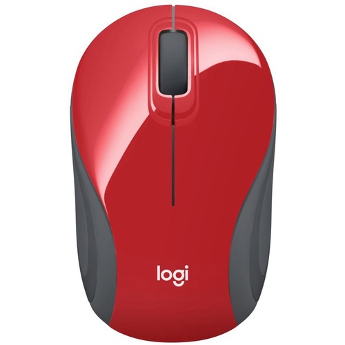 Logitech Wireless Mini Mouse M187 Ultra Portable, 2.4 GHz with USB Receiver, 1000 DPI Optical Tracking, 3-Buttons, PC / Mac / Laptop - Red - Optical - Wireless - Radio Frequency - 2.40 GHz - Red - USB - 1000 dpi - Scroll Wheel - 3 Button(s) - Symmetrical