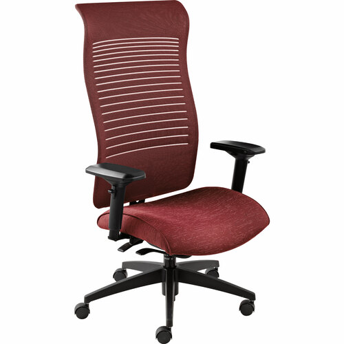 Global Loover Executive High Back Synchro Tilter - Red Rose Fabric Seat - 5-star Base - 1 Each