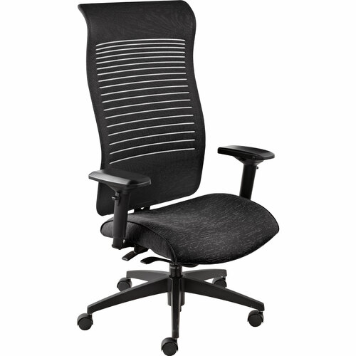 Global Loover Executive High Back Synchro Tilter - Black Coal Fabric Seat - 5-star Base - 1 Each