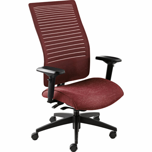 Global Loover High Back Synchro Tilter - Red Rose Fabric Seat - 5-star Base - 1 Each