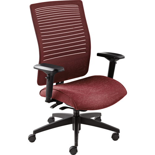 Global Loover Medium Back Synchro Tilter - Red Rose Fabric Seat - 5-star Base - 1 Each