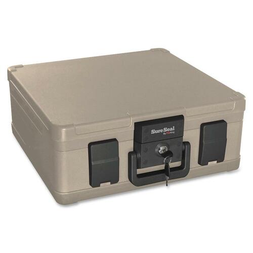 FireKing SureSeal .27cu ft. Media Fire File Chest - Internal Dimensions: 13.10" Width x 8.50" Depth x 3.90" Height - External Dimensions: 15.9" Width x 12.4" Depth x 6.5" Height - 2.02 gal - Key Lock, Latch Lock Closure - Taupe - For Envelope, Document, F
