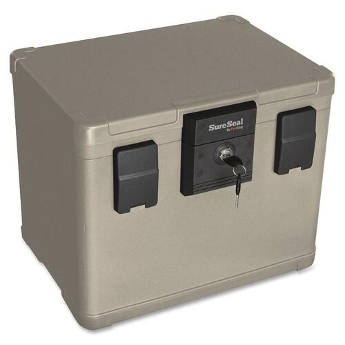 FireKing SureSeal .6cu ft. Media Fire File Chest - Internal Dimensions: 12.20" Width x 8.40" Depth x 10.10" Height - External Dimensions: 16" Width x 12.5" Depth x 13" Height - 4.49 gal - Key Lock, Latch Lock Closure - Taupe - For Envelope, Document, Flas