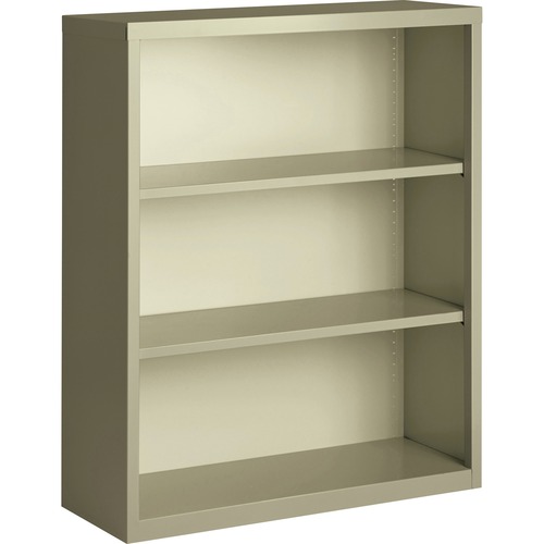 Lorell Fortress Series Bookcase - 34.5" x 13" x 42" - 3 x Shelf(ves) - Putty - Powder Coated - Steel - Recycled