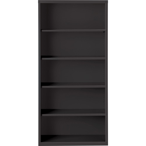 Lorell Fortress Series Bookcase - 34.5" x 13" x 72" - 5 x Shelf(ves) - Black - Powder Coated - Steel - Recycled = LLR41291