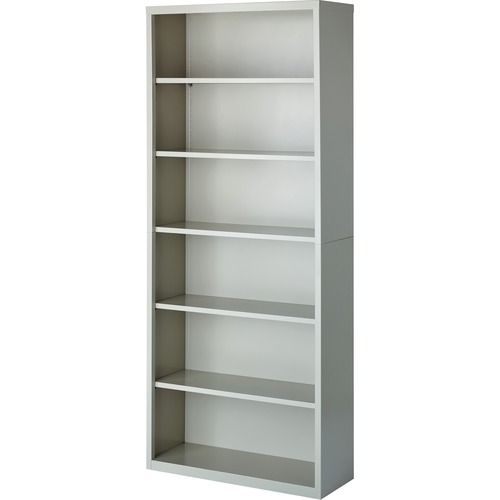 Lorell Fortress Series Bookcases - 34.5" x 13" x 82" - 6 x Shelf(ves) - Light Gray - Powder Coated - Steel - Recycled - Assembly Required = LLR41292
