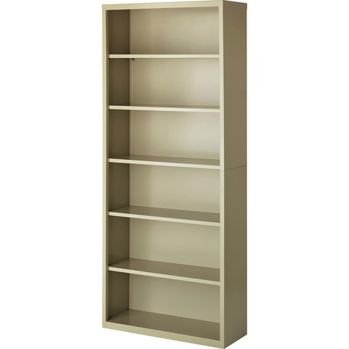 Lorell Fortress Series Bookcases - 34.5" x 13" x 82" - 6 x Shelf(ves) - Putty - Powder Coated - Steel - Recycled - Metal Bookcases - LLR41293