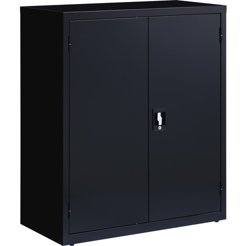 Lorell Fortress Series Storage Cabinet - 18" x 36" x 42" - 3 x Shelf(ves) - Recessed Locking Handle, Hinged Door, Durable - Black - Powder Coated - Steel - Recycled