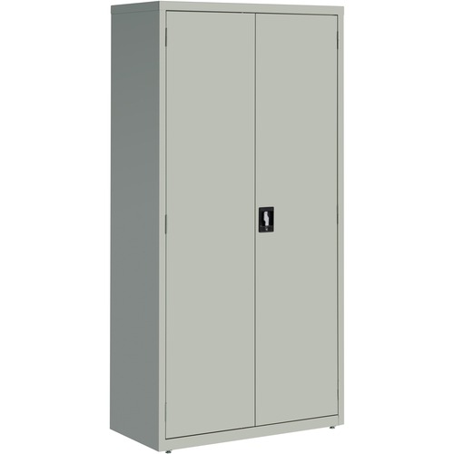 Lorell Fortress Series Storage Cabinet - 36" x 18" x 72" - 5 x Shelf(ves) - Recessed Locking Handle, Hinged Door, Durable - Light Gray - Powder Coated - Steel - Recycled
