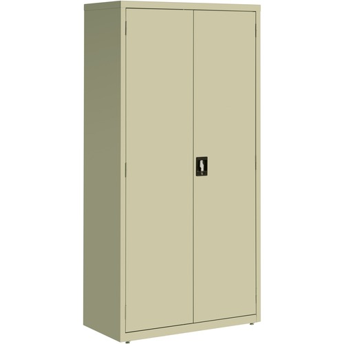 Lorell Fortress Series Storage Cabinet - 36" x 18" x 72" - 5 x Shelf(ves) - Recessed Locking Handle, Hinged Door, Durable - Putty - Powder Coated - Steel - Recycled