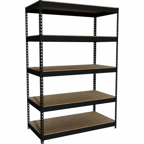 Lorell Riveted Steel Shelving - 72" Height x 48" Width x 24" Depth - Rust Resistant - 28% Recycled - Black - Steel - 1 Each