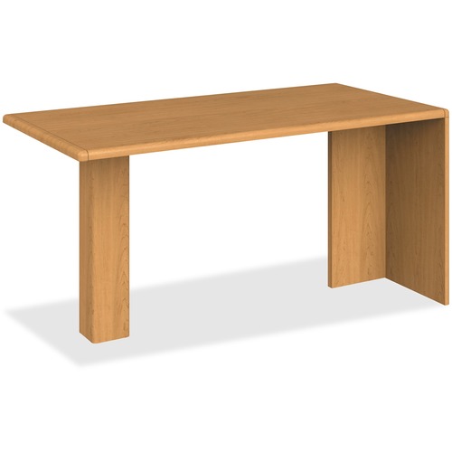 HON 10700 Series Prestigious Laminate Furniture - 60" x 30" x 29.5" - Waterfall Edge - Material: Hardwood - Finish: Harvest, Laminate - Stain Resistant, Abrasion Resistant, Cord Management