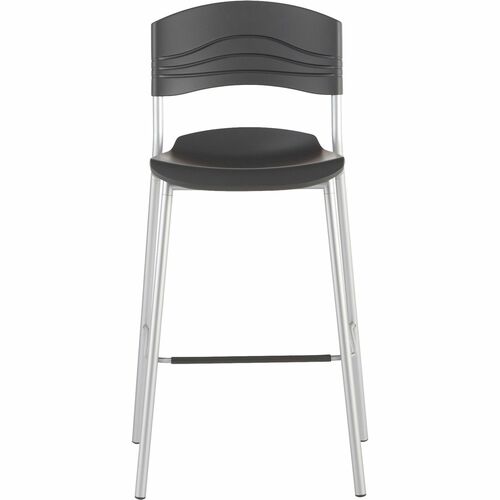 Iceberg CafeWorks Bistro Stool - Black Polyethylene Seat - Polyethylene Back - Powder Coated Steel Frame - Graphite - Stools & Drafting Chairs - ICE64527