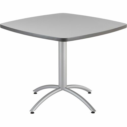 Iceberg CafeWorks 36" Square Cafe Table - Melamine Square Top - Powder Coated Base - Contemporary Style x 1.13" Table Top Thickness - 30" Height x 36" Width x 36" Depth - Assembly Required - Gray - Particleboard Top Material - 1 Each