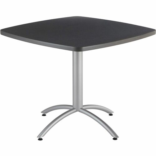 Iceberg CafeWorks 36" Square Cafe Table - Melamine Square Top - Powder Coated Base x 1.1" Table Top Thickness - 30" Height x 36" Width x 36" Depth - Assembly Required - Graphite - Meeting & Conference Room Tables - ICE65618