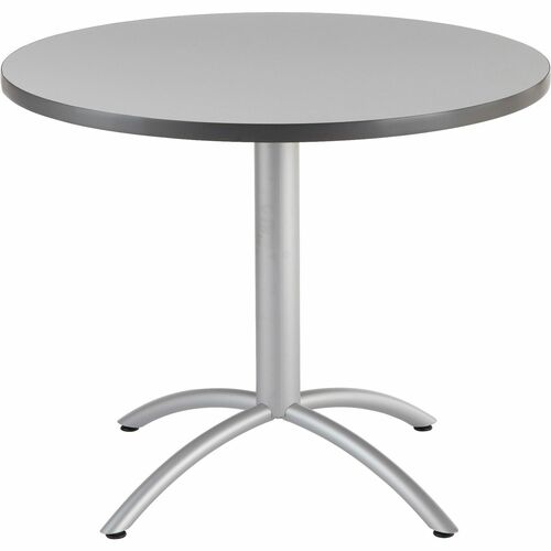 Iceberg CafeWorks 36" Round Cafe Table - Melamine Round Top - Powder Coated - Contemporary Style - 1.13" Table Top Thickness x 36" Table Top Diameter - 30" Height - Assembly Required - Gray - Particleboard Top Material - 1 Each